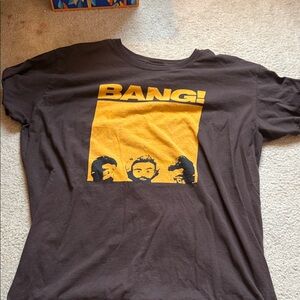 Brown Graphic Tee with Yellow Print